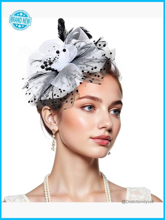 Mesh Fascinator Hat with Clip & Headband Vintage Church Derby Party